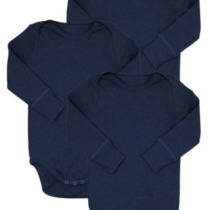 3-Pak Bodystokking med Lange Ærmer i Melange - Navy Melange