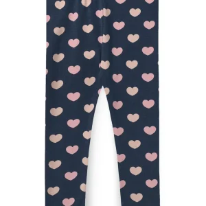 Heart AOP Leggings - NAVY W BUBBLEGUM/CREAM