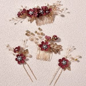 4 Pcs Flower Hair Accessories Bride Practical Prop Beautiful Comb
