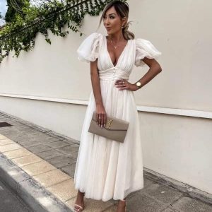Jullie tyl dress white - R08829