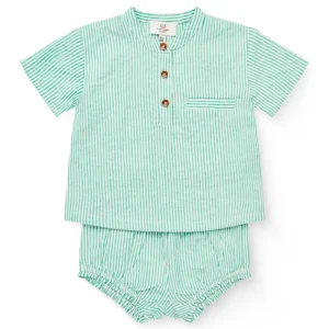 Bæk og bølge baby set - Sharp Green w. Cream Stripe