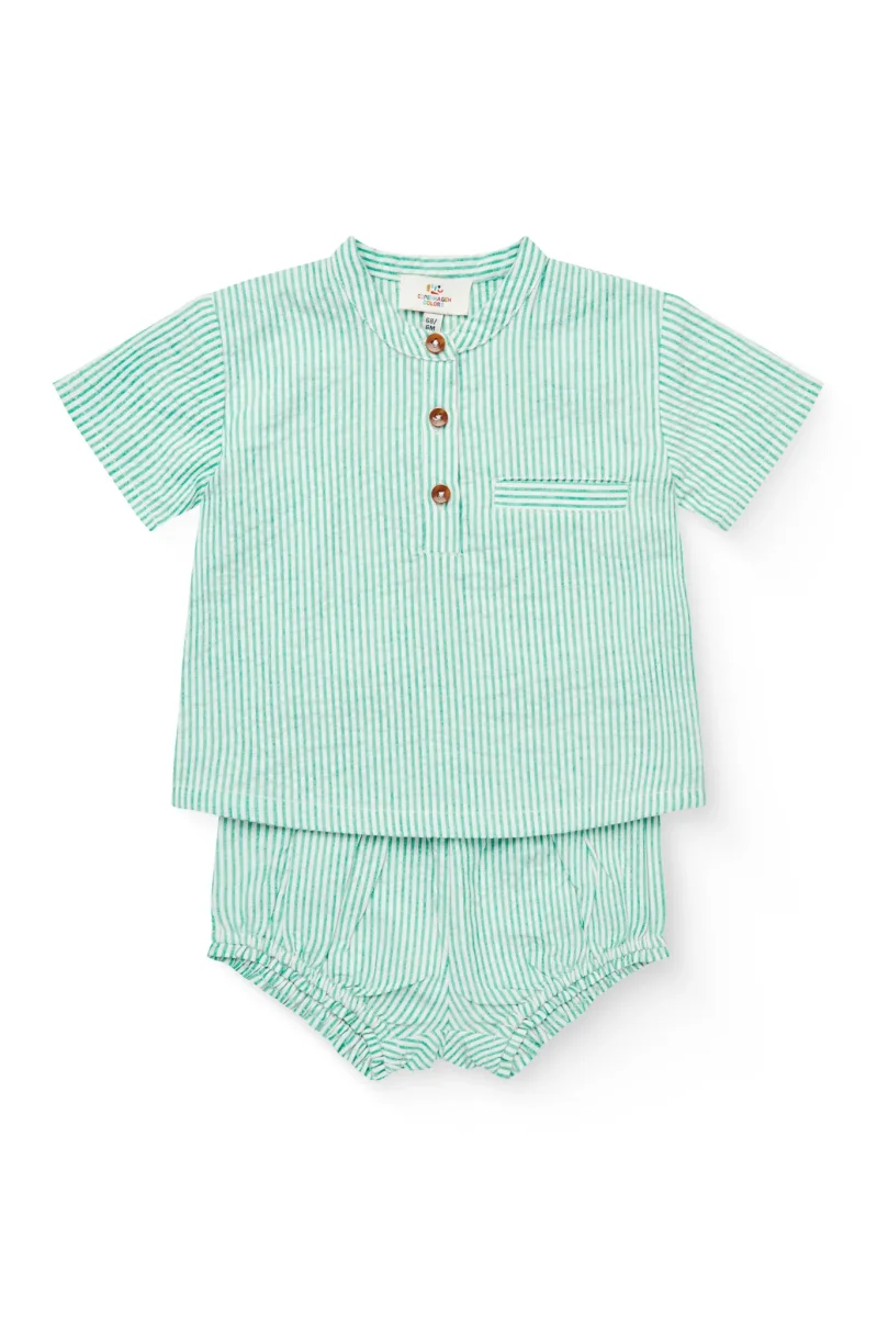 Bæk og bølge baby set - Sharp Green w. Cream Stripe - Billede 2