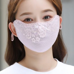 Breathable Summer Lace Sunscreen Face Mask with 3D Floral Design