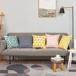 North European Geometric Embroidery Flower Pillow Cover